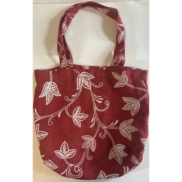 Buckhead Betties Bag 100% Jute Red White Large Tote Shopper Travel Beach Floral - Picture 2 of 8